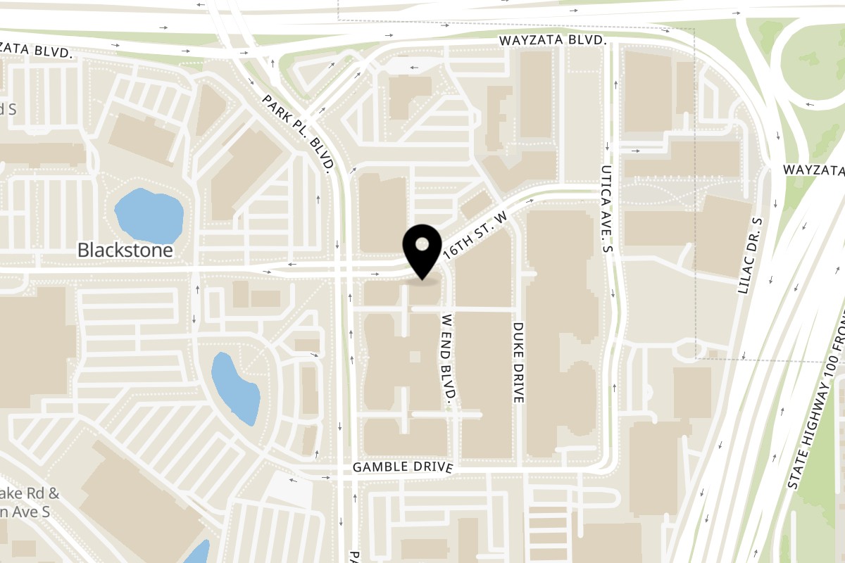 Map showing the location of Raku on 5371 W 16th St in St. Louis Park